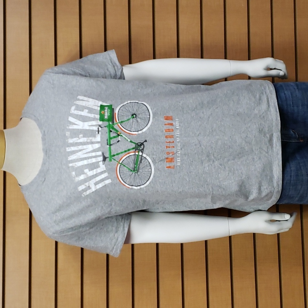 Heineken T-Shirt Men's XXL Gray Amsterdam Graphic Beer Promo Tee